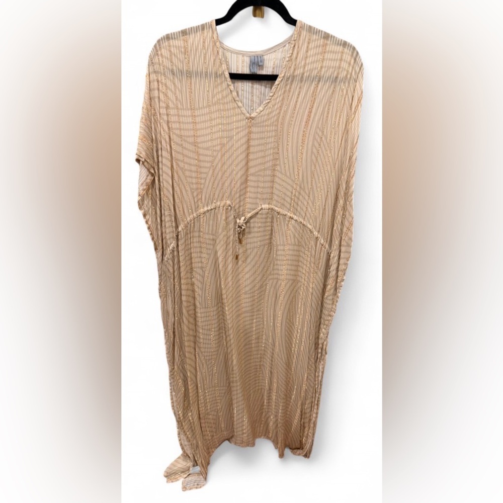 Beige & Gold Women's Swim Cover-Up Kaftan